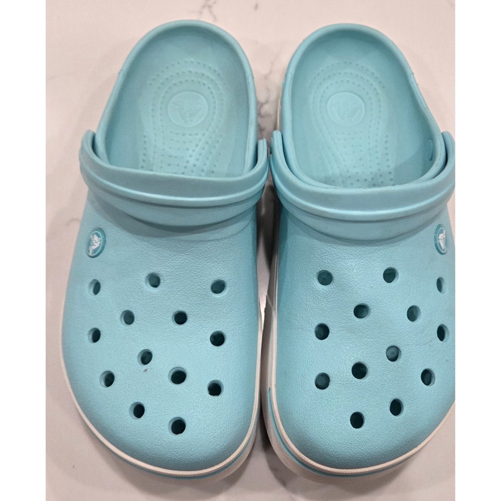 Crocs Clogs Retired Ice Blue White Mens 8 Womens 10 Classic Clog